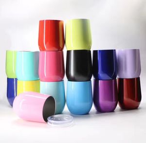 Hava 12oz Şarap Tumbler Yumurta Şeklinde Tumbler Köksiz Tumbler Seyahat Kupa Paslanmaz Çelik Çift Duvarlı Kapak