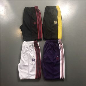 Men Women Sweatpants Needles AWGE Pants Autumn Winter Newest Butterfly Embroidered Ribbon Pants Colors Style AWGE Trousers