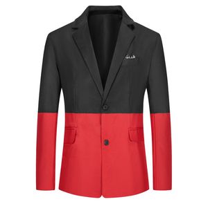 Новые мужские пиджаки в стиле пэчворк, костюмы для мужчин, высокое качество, красные, черные пиджаки, приталенная верхняя одежда, пальто, костюм Homme, пиджак для мужчин