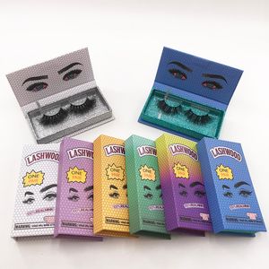 Passen Sie die Lashwood-Wimpernverpackung mit glitzerndem, rechteckigem, magnetischem Nerz-Wimperngehäuse in rosa und lila Wimpernbox ohne Wimpern an