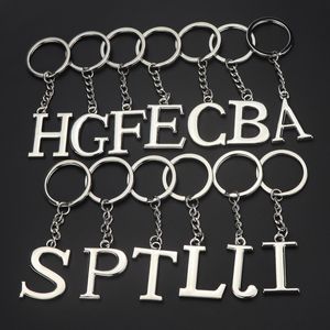 26 A-Z Engelska Inledande nyckel Ring Metal Letter Keychain Holder Handväska hänger modesmycken Will och Sandy Gift