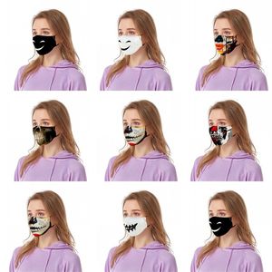 Totenkopf-Atemschutzmaske, Mund-Cartoon-Druck, wiederverwendbare Gesichtsmasken, individuell, schwarz, waschbar, Mascherine-Atmung, faltbar, Mann und Frau, 5 88bya C2