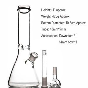 Hosahs 11 '' Inches Clean Beaker Bottom Bongs Simple Design Glass Pipe Heady Water Pipes 10.5 för Wholesell