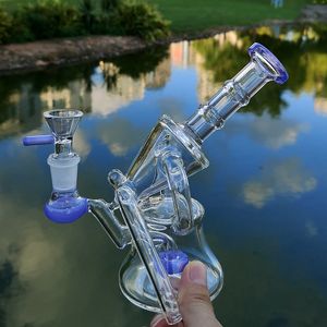 Unique Glass Bing Sidecar Hookahs Water Pipes Recycler Beaker Bongs Oil Dab Rigs Showerhead Percolator Heady Bong 14mm Joint With Bowl