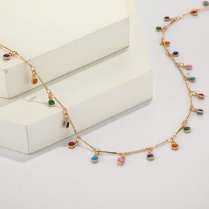 Fashion Colorful Beads Pendant Necklaces For Women Chokers Chains Necklace Anklets Gold Plated Jewelry Girlfriend Gift