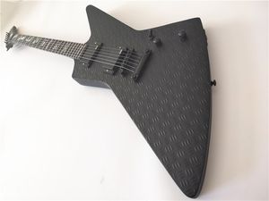Maßgeschneiderte High-End-Gans-Explorer-E-Gitarre in schwarzer Matt-Ape-Variation mit Griffbrett-Inlay, kostenloser Versand