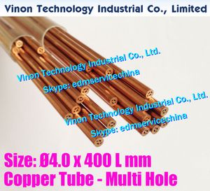 D4.0x400Lmm أنابيب النحاس Multihole (30PCS / LOT)، والنحاس EDM أنابيب الكهربائي قنوات متعددة ضياء. 4.0MM طول 400MM للآلات EDM Superdrill