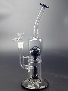 11,8 Zoll Glas Wasserbongs Wasserpfeifen Schwarz Nummer 8 Ball Perc Inline Recycler Dab Rig 14 mm Gelenk
