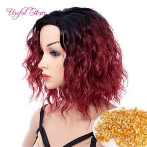 Vorgestrecktes Flechthaar, blonde Perücken, Mikrolocken, synthetische Flechtperücke, Ancien Afro Kinky Curly Blonde Curly Wig, Ombre Natura Black Weaves