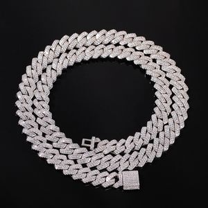 Iced Out Cuban Link Chain Mens Gold Silver Hip Hop Biżuteria Naszyjnik