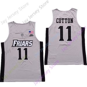 2020 NUOVE NCAA Providence Friars Maglie 11 Cotton College Basket Basket Jersey Size Grey Youth Adult All Cucited