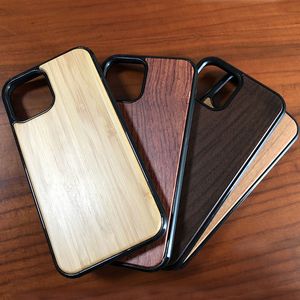 För iPhone 12 Pro Max 11 x XS XR 8 Plus Mobiltelefonväska Trä Bamboo Back Cover ShockoProof Wood Cases Factory Selling