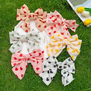 Cute Baby Meninas bowknot Hairpin Com Dot menina Princesa Grande chiffon bowknot Barrette Moda Bonita grampo de cabelo Bow Acessórios 6 cores