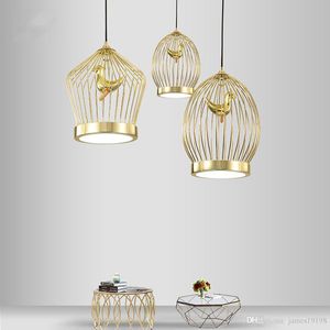 Modern Golden Pendant Light Bird Cage Chandelier Living Room Dining Room Bedroom Suspension LED Ceiling Lamp PA0287
