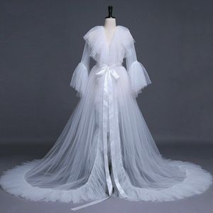 Kvinnor Badrock Nightgown Sleepwear Bridal Sheer Robe Prom Bridesmaid Brud Bröllopsklänningar Plus Storlek Anpassad