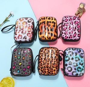 3pcs Box Coin Purse Women Iron Leopard Printing Square Short Zipper Min Wallet Mix Color