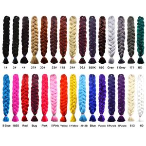 Syntetiska flätande hårförlängningar 82inch utfälld 165g / st Long Jumbo Braids Crochet Hair Extensions Fler färger