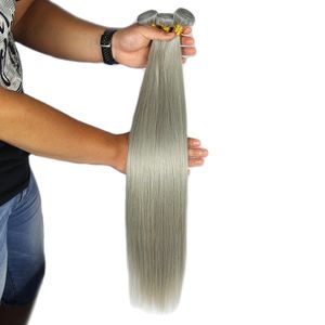 Wholesale straight hair styles for sale - Group buy Brazilian human hair weaves grey silky straight style bundles for sale