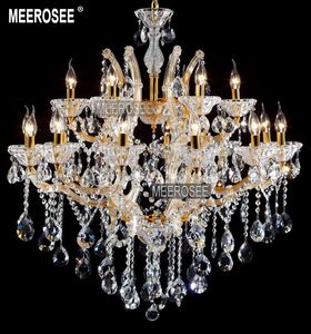 18 Lamps Clear Crystal Chandelier Light Fixture Hotel Lustres Hanging Lamp Candle Kitchen cristal pendentes of Living room With Lampshade