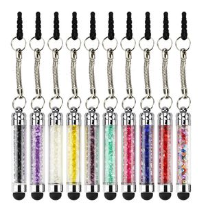 Mini Cristal Diamond Bling screen stylus caneta com plugue de poeira para todos os telefones móveis tablet 2000pcs