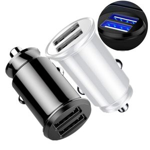 Mini Auto Power Adapter 5V 3.1A LED Dual USB Car Charger For Iphone 11 12 13 14 15 pro max Samsung Note 20 S22 S23 S24 Xiaomi Huawei Tablet Pc Gps Mp3