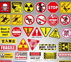 50Pcs Funny Caution Warning Danger Stickers Pack Non-random Graffiti Car Bike Luggage Sticker Laptop Skateboard Motor Water Bottle Decal