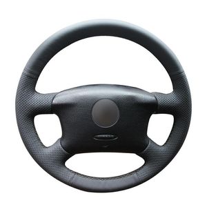 Hand stitched Black Leather Car Steering Wheel Cover for Skoda Octavia