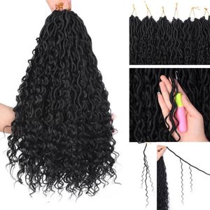 faux locks blonde colored synthetic hair extensions for braiding Goddess 18inch Bohemian Curly Crochet Braids Hair Extensions for Women