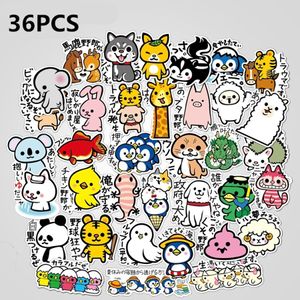 36Pcs Cutensil Japanese Animal Stickers Pack Cartoon Slogan Vinyl Decals Car Laptop Stickers Luggage Notebook Bottle Decals Wholesale Lots