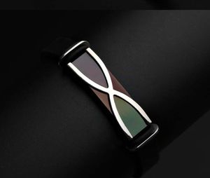 New Cool Design Popular Mens Handmade 20 CM Long Stainless Steel Tag Black Silicone Bracelet for Sale WY1399