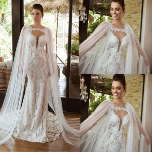 Bohemian Wedding Dresses for Girls Mermaid Bride Bridal Gowns Lace Appliques Beach Sheath Column Custom Made