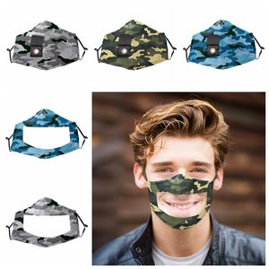 Camuflagem Máscaras Surdos-mudos Pet Bip Máscara Anti-Névoa Máscaras Transparentes Máscara de Algodão Máscara Visível Face Capa de Palha Design Face Máscaras CCA12359