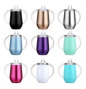 10oz Sippy Cup Stainless Steel wine glasses Double Handles Egg Cups Sucker Cup Double Wall Vacuum Insulated Flask Water Bottles