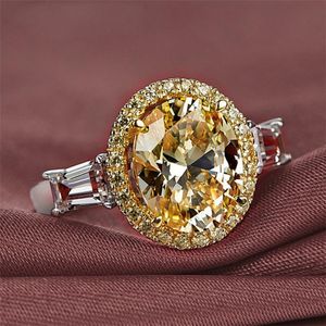 Großhandel OL Modeschmuck 925 Sterling Silber Goldfüllung Ovalschliff Gelber Topas CZ Diamant Edelsteine Frauen Ehering Ring Für Liebhaber Geschenk