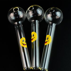 Mini colher de 4 polegadas Cachimbos manuais de vidro Pyrex Cachimbos de óleo facial Smile Face Tubos de tabaco Cachimbo para acessórios de fumar Cachimbos SW15