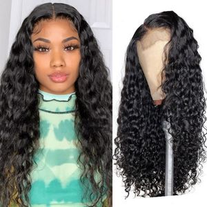 Ishow Middle Part T Lace Parykor Lösa Djupa Rak Mänskliga Hår Paryker Peruvian Curly Lace Paryk Indiska Hår Malaysisk Kroppsvattenvåg