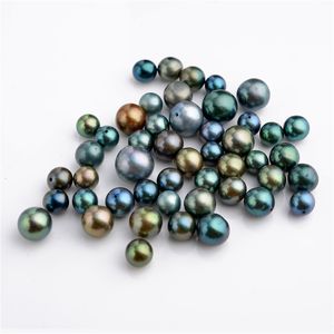 50 Pieces Wholesale Freshwater Cultured Round Loose Pearls Half-drilled Peacock Color Different Size for DIY Earring and Pendant