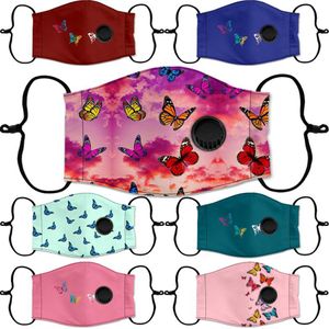 Fashion Butterfly Printing Face Mask Breathing Valve Filter Protective Mask Women Outdoor Dustproof Breathable Masks DD242