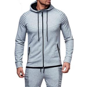 2019 Men Fashion Långärmad Hoodies + Byxor Set Man Tracksuit Sport Suit Mäns Gym Set Casual Sportswear Suit T200720