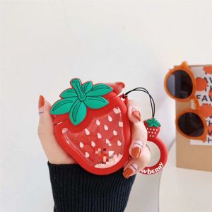 Earphone Accessories Luxury Fruit Designer 3D Avokado Strawberry Pineapple Liquid Silicon Cartoon Case For AirPods 12 Protective Case 28ho