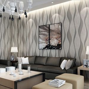 Modern gray striped non-woven 3D wallpaper roll home decoration bedroom living room corridor TV background wall abstract sticker