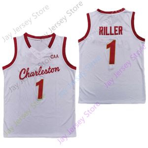 2020 NUOVE NCAA Charleston Cougars Maglie 1 Grant Riller College Basketball Jersey Size White Youth Adlut