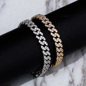 14k Real Gold Plated Bling Diamond Womens Cuban Link Chain Anklet Barefoot Ankel Armband Iced Out Cubic Zirconia CZ Stone Miami Curb Chains smycken för kvinnor Bijoux