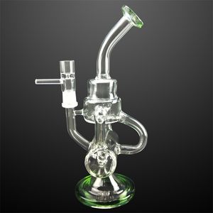 7.8inch Hookahs Green Base RECYLER DAB RAG INLINE PERC PERC Bolo De Água De Vidro Bongo