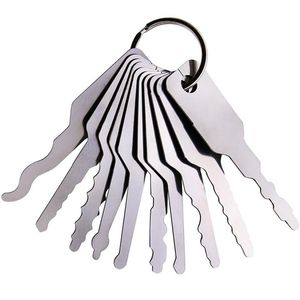Locksmith Supplies 10pcs Jiggler Keys Lock Pick Set For Double Sided Lock Professional Tool Leather Bag