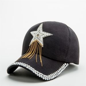 Fashion luxury designer lovely cute pearl star tassel baseball ball caps for woman female girls sun hats