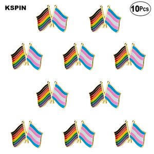 Rainbow Transgender Friendship Flag Lapel Pin Flag badge Brooch Pins Badges 10Pcs a Lot