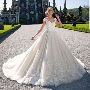 Bröllopsklänningar Bridal Ball Gowns Princess Lace Up Corset Ärmlös Bröllopsklänningar V Neck Petites Plus Storlek