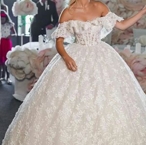 Wedding Dresses Bride Bridal Ball Gowns Princess Lace Up Corset Off Shoulder Wedding Gowns Petites Plus Size