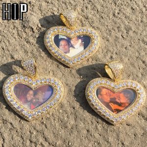 Hip Hop Love shape Iced Out Bling Custom Made Photo Cubic Zircon Necklace & Pendant For Men Jewelry With Tennis Chain CX200725